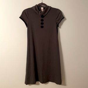 Rosebud Charcoal Grey Short Sleeve A-line Dress with Decorative Buttons